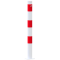 Barrier posts | Steel tube  76 x 2,6 mm | stationary, to be fixed by plugs | hot-dip galvanized and white coated withthree red reflecting stripes | without eyelet